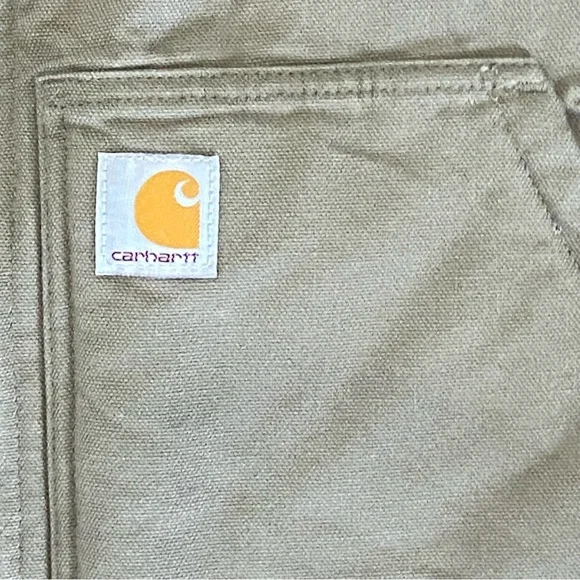 Carhartt 3XL Duck Canvas Sherpa Lined Vest Full Zip Green/Brown Layer vest Warm